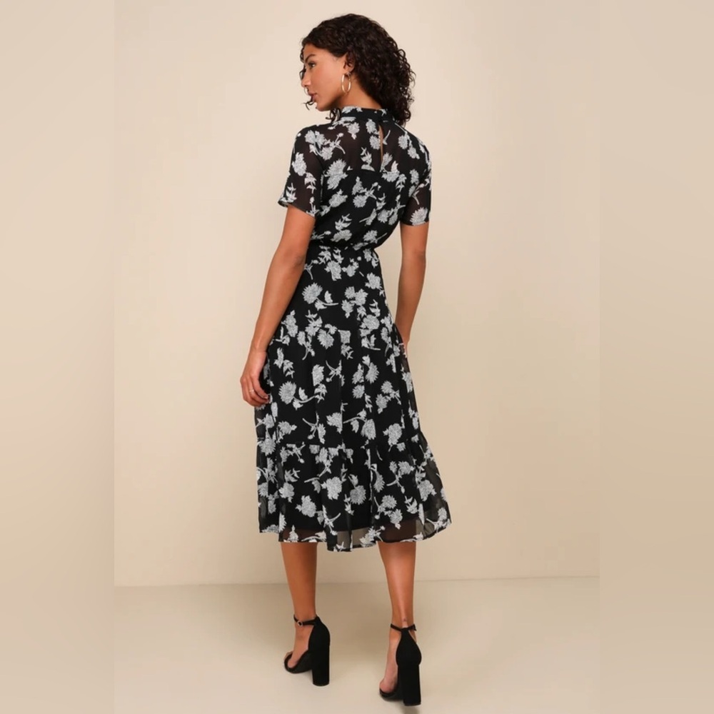 Floral Dressed Up Black Floral Print Midi Dress size small - Picture 4 of 4